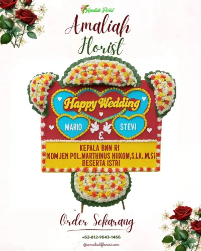 Karangan Papan Bunga Pernikahan di Tenjojaya
